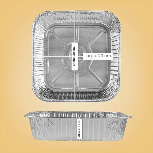 Vista 2 de PLASTICPRO Moldes desechables cuadrados de papel de aluminio de 8'' x 8'' x 2'' pulgadas para hornear - Utensilios de repostería perfectos