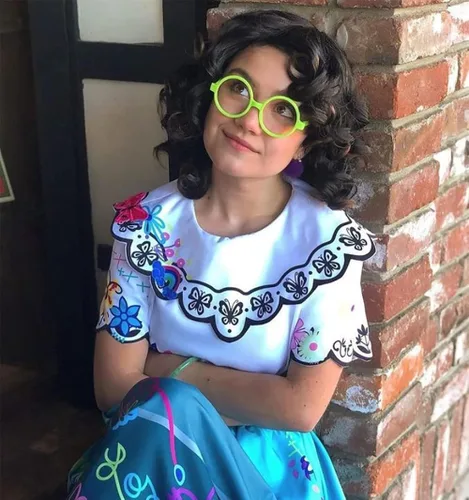 Vista 4 de 3 piezas de Mirabel verde redondo con marco de lentes azules para niñas niños Halloween cosplay accesorios de disfraz