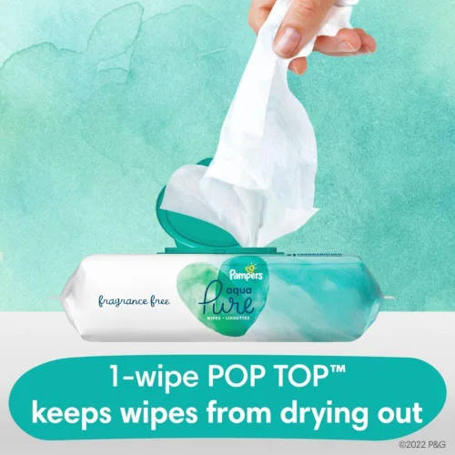 Vista 5 de pampers toallitas para bebé Aqua Pure 56 ct ANTIGUO