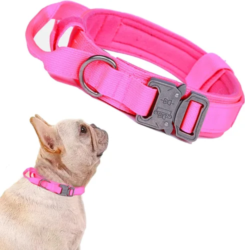 Vista 15 de Collar táctico para perro, ajustable, militar, de nailon, con asa de control y hebilla de metal resistente para perros medianos y grandes (negro, S)