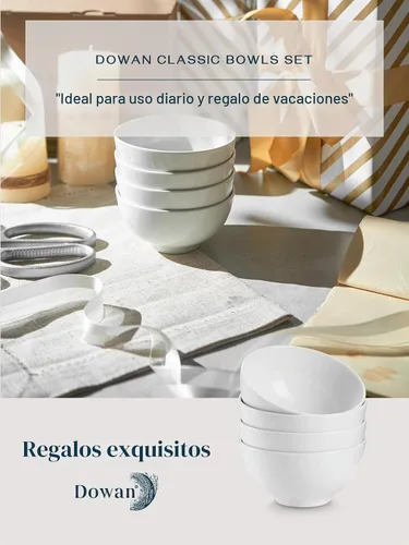 Vista 7 de DOWAN Juego de 4 cuencos pequeños de cerámica de 8.5 onzas, cuencos blancos para postres, salsas, guarniciones, helado, fruta, arroz, aptos