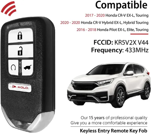 Vista 2 de Repuesto para Honda Pilot CR-V EX-L Elite Touring 2017 2018 2019 2020 Control remoto KR5V2X V44 5 botones 433MHz