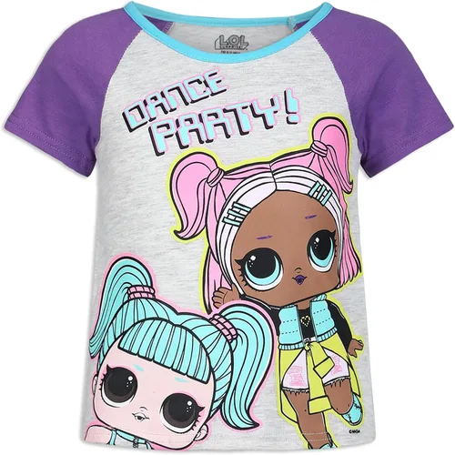 Vista 2 de LOL Surprise Dolls - Conjunto de camiseta y pantalones cortos para niños pequeños y grandes, color púrpuragris