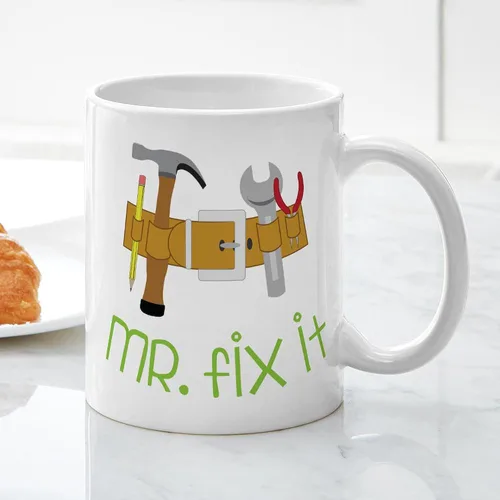 Vista 6 de CafePress Mr. Fix It - Taza de café de cerámica (11 oz), 11.0 fl oz Blanco