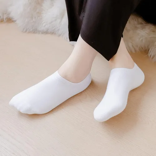 Vista 3 de CHARMKING Calcetines invisibles para mujer, 6 pares de calcetines invisibles antideslizantes para mujer, calcetines delgados de corte bajo