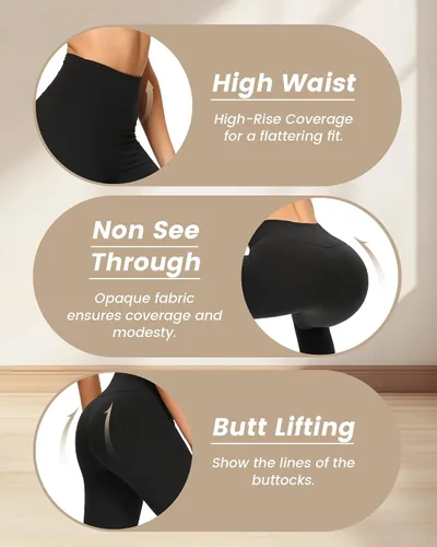 Vista 3 de NexiEpoch - Paquete de 4 leggings suaves para mujer, con bolsillos, control de abdomen y cintura alta, pantalones capri para yoga y ejercicio