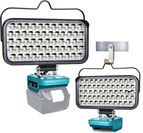 Vista 11 de Luz de Trabajo LED Inalámbrica Compatible con Batería Makita de 18V, Linterna de 48W 3400LM Luz de Inundación Portátil con Puertos USB y Tipo C