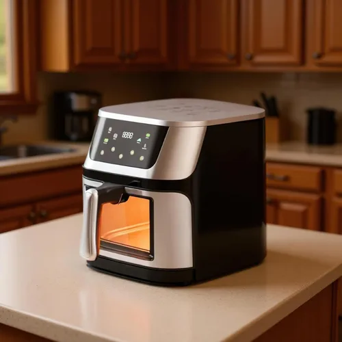Vista 2 de Freidora de aire digital inteligente, gran capacidad de 10L, acero inoxidable con pantalla táctil y ventana visual, electrodoméstico de cocina