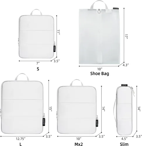 Vista 124 de BAGAIL 4 Set/6 Set Ultraligero Compresión Embalaje Cubos Organizador de Embalaje para Accesorios de Viaje Equipaje Maleta Mochila