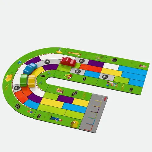Vista 4 de HABA Monza Car Racing - Juego de mesa para niños, juego de estrategia a juego de colores, a partir de 5 años