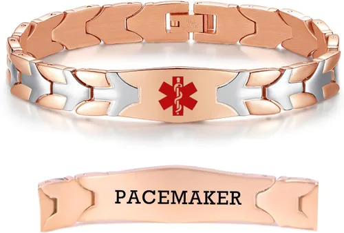 Vista 61 de LinnaLove Pulseras de alerta médica de pez volador para hombres y mujeres, pulseras médicas de acero inoxidable con grabado gratis, 8.5 pulgadas