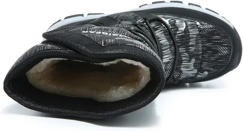 Vista 5 de GUBARUN - Botas de nieve para niños impermeables antideslizantes resistentes al frío zapatos para invierno y climas fríos para niños pequeños