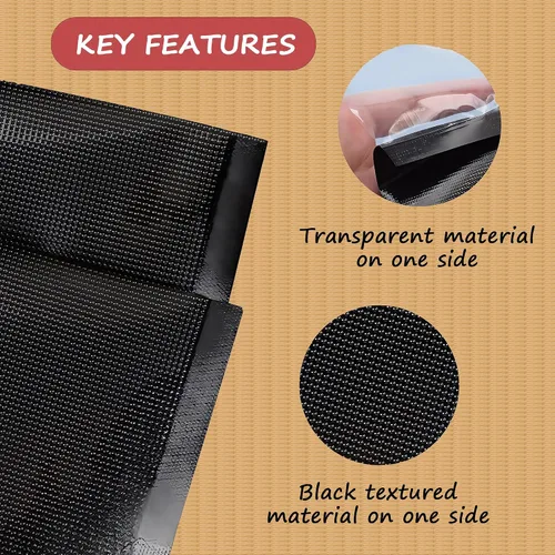 Vista 7 de PABCK 50 bolsas selladoras al vacío negras para almacenamiento de alimentos, 5.91 x 8.66 pulgadas, plástico transparente texturizado para envases