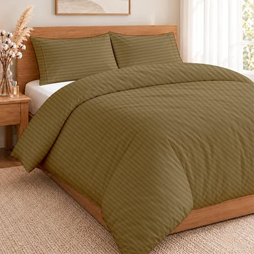 Vista 55 de ARlinen Juego de funda de edredón de tamaño individual, 100% algodón egipcio, juego de ropa de cama de 3 piezas con cierre de cremallera, incluye 1
