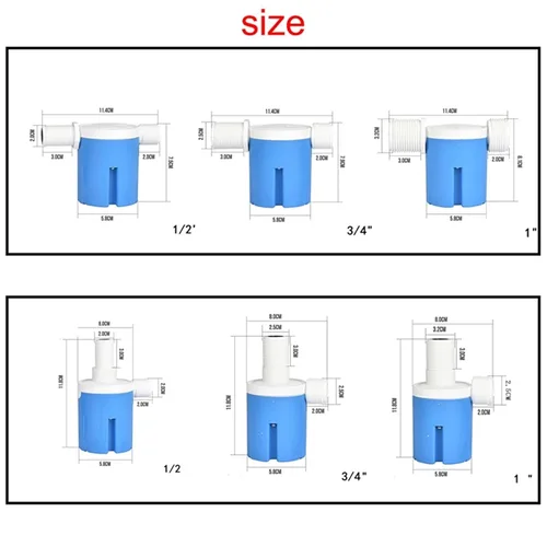 Vista 3 de 1/2" 3/4" 1" Fully Automatic Float Valve DN15 Water Level Control Valve Anti Corrosion Nylon Ball Valve(1/2",White,IT)