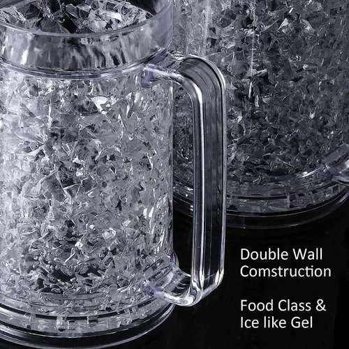 Vista 7 de Juego de 4 tazas de hielo congeladas de gel de doble pared de 16 oz (blanco)