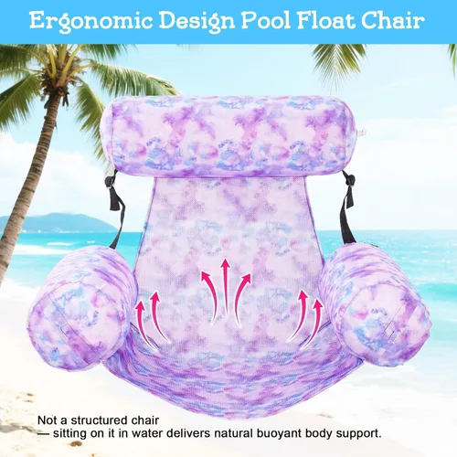 Vista 4 de Silla flotante inflable para piscina, paquete de 2 flotadores de piscina para adultos, resistentes, sillas flotantes de agua, flotadores inflables