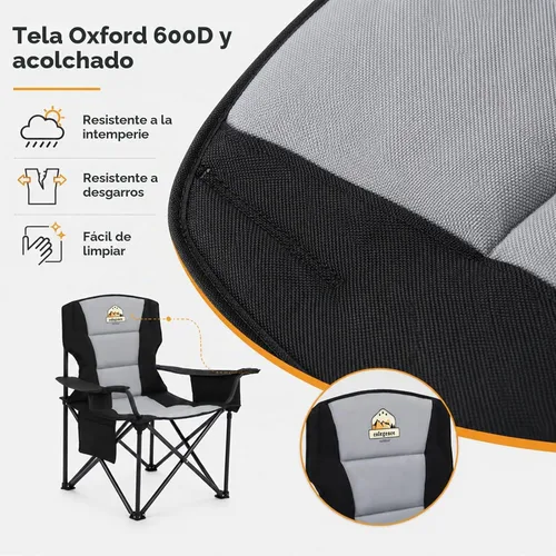 Vista 9 de Sillas de campamento de gran tamaño, paquete de 2 – Silla de campamento plegable resistente de 450 libras, sillas plegables para exteriores anchas