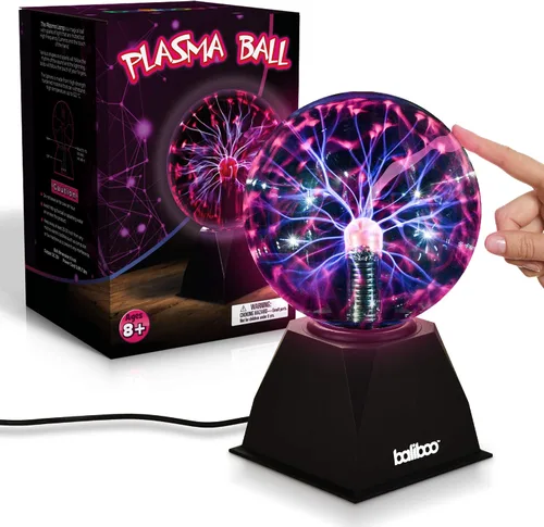 Vista 9 de BALIBOO Lámpara de bola de plasma mini de 7,6 cm – Globo de rayos activado por toque – Lámpara de globo de plasma USB y a pilas – Bola