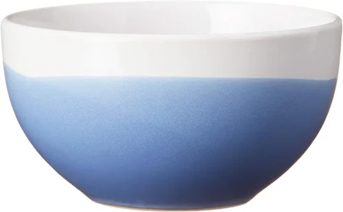 Vista 4 de American Atelier Juego de vajilla redonda Platos, cuencos y tazas de cocina azul y blanco Colección Oasis de 16 piezas de cerámica de 10.5 x