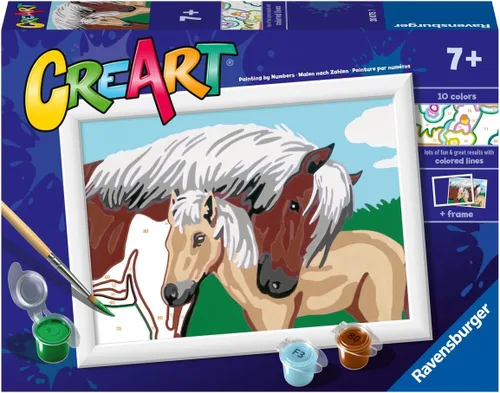 Vista 2 de Ravensburger CreArt - Kit de pintura por números para madre/potro para niños, pintura de artes y manualidades para edades de 7 años en adelante
