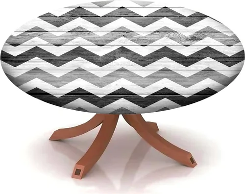 Vista 9 de Mantel redondo ajustable con patrón marítimo, borde elástico, adecuado para catering y cocina, se puede limpiar con el mantel de mesa redonda