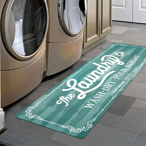 Vista 32 de Pauwer - Alfombra de cocina estilo granja, 20"X48", beige, antideslizante, lavable, hecha a máquina Goma, lavable, duradero, fácil de limpiar