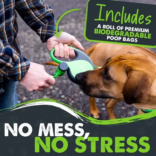 Vista 5 de Correa retráctil Mighty Paw con soporte incorporado para bolsas de excremento Correa retráctil para perros de 16' de largo para perros pequeños