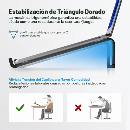 Vista 4 de TENOC Soporte plegable para computadora portátil, color negro