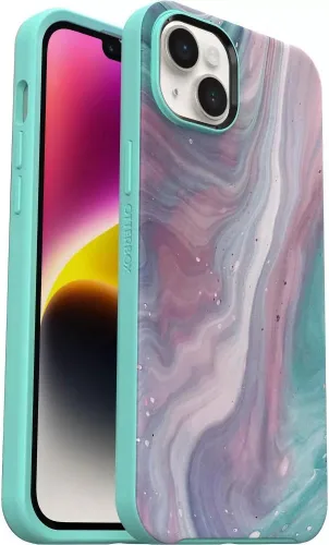 Vista 28 de OtterBox Symmetry - Funda con MagSafe para iPhone 14 Plus (SOLAMENTE), embalaje no minorista - Rosa translúcido transparente (Polvo de Hada)