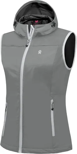 Vista 11 de Little Donkey Andy Chaleco Softshell Ligero para Mujer, Chaqueta sin Mangas Resistente al Viento para Correr, Senderismo y Viajes Negro