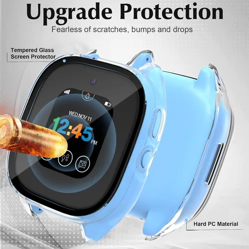 Vista 3 de Paquete de 3 fundas protectoras compatibles con Verizon Gizmo Watch 3, protector de pantalla de policarbonato duro, protector de pantalla de vidrio