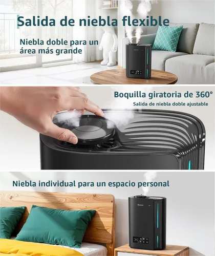 Vista 6 de BREEZOME - Humidificador de 6L, para dormitorio, habitación grande y difusor de aceite esencial, humidificador ultrasónico de llenado superior