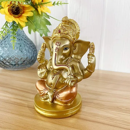 Vista 2 de BangBangDa Estatua de Lord Ganesha hindú – Elefante indio Dios Murti Decoración Pintura a mano Figuras ídolo Boda Regreso Regalos para el Hogar