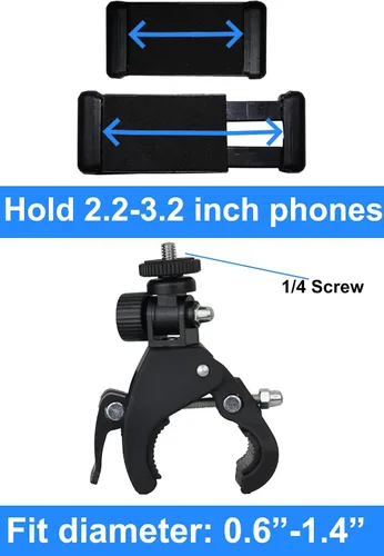 Vista 3 de Soporte para teléfono con abrazadera para cochecito, carrito de golf, soporte de teléfono celular para bicicleta, carrito de compras, silla