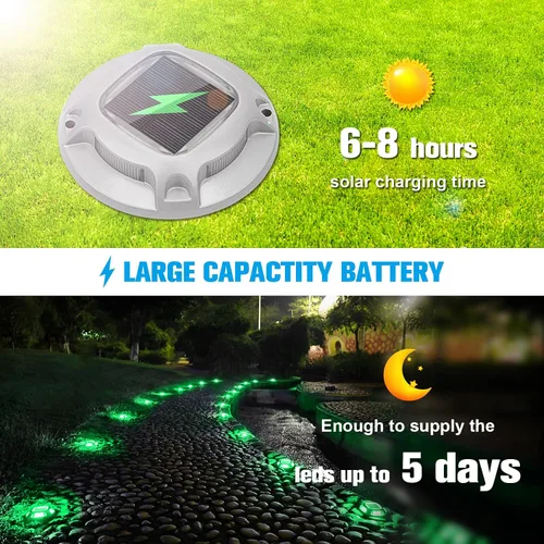 Vista 3 de VOLISUN Luces Solares de Navidad para Entrada de Vehículos Luces de Muelle Marino Paquete de 4, 2 Colores en 1, Luces LED de Cubierta