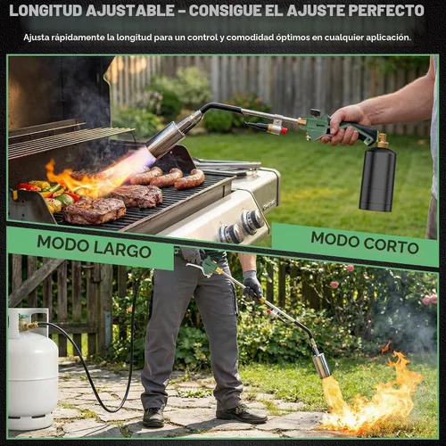Vista 7 de Propane Torch Weed Burner with Hose, One-Touch Max Fire for Weeds Green