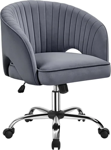 Vista 12 de Yaheetech Silla de Oficina para Casa, Silla de Escritorio de Cuero Sintético, Silla Giratoria Moderna con Respaldo Acolchado Tipo Barril, Ruedas