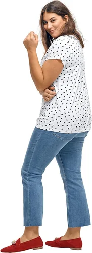 Vista 4 de Ellos Camiseta de manga casquillo estampada de talla grande para mujer