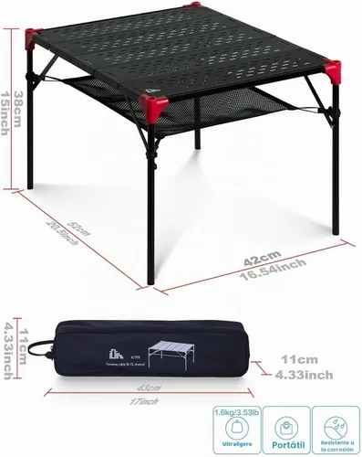 Vista 3 de iClimb Mesa plegable extensible, área de mesa grande, ultraligera, compacta