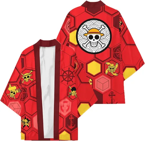 Vista 5 de DELIHOM Mono de anime D Luffy Kimono de capa Roronoa Zoro Robe Cape Cardigan Halloween Cosplay Disfraz Unisex