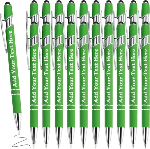 Vista 97 de Bolígrafos personalizados a granel grabados personalizados con punta de lápiz capacitivo, bolígrafos personalizados de tinta negra, regalos