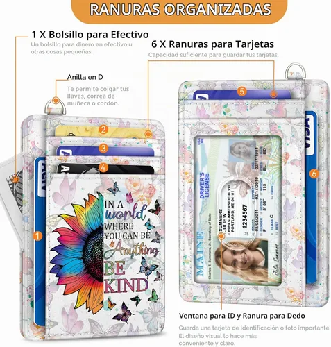 Vista 4 de Yonlevres Cartera delgada para tarjetas de crédito, cartera RFID para mujer, bolsillo frontal, soporte para tarjetas pequeñas, estuche para tarjetas