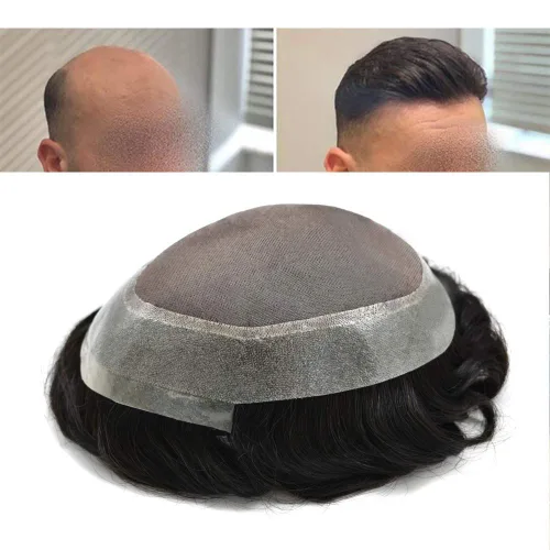 Vista 8 de Toupee - Pieza de pelo para hombre, 100% atada a mano, sistema de unidades de repuesto de cabello humano Remy europeo para hombres, duradero, fino