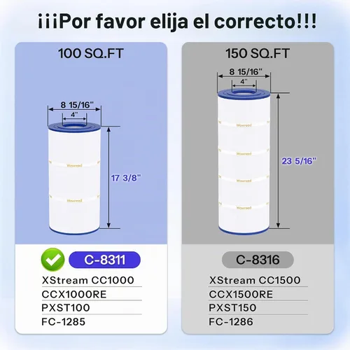 Vista 2 de Filtro de piscina compatible con C-8311, CCX1000RE (CC 1000E), XStream CC1000RE, FC-1285, 1 paquete