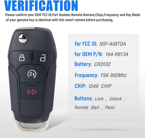 Vista 3 de Keymall Control remoto de entrada sin llave para Ford F150/F250/F350/F450/F550 2017-2020 para Ford Ranger 2019 2020