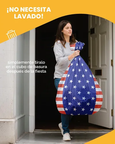 Vista 4 de Mantel de bandera estadounidense, paquete de 4 manteles patrióticos desechables de 54 x 108 pulgadas para mesas de 6 pies, decoraciones del 4