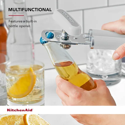 Vista 4 de KitchenAid Abrelatas y abrebotellas multifunción clásico, fácil de usar, rueda de corte de acero inoxidable afilada, asas ergonómicas suaves