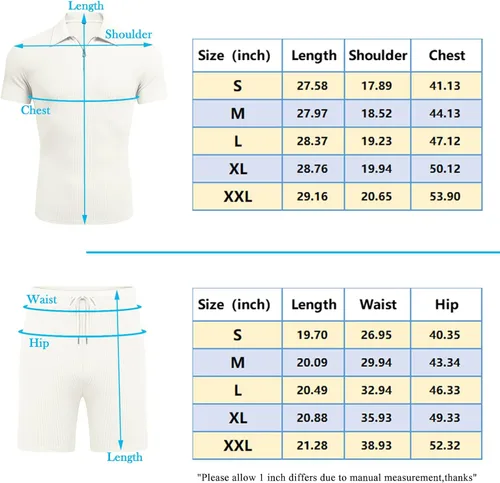 Vista 6 de URRU Conjunto de camisa polo y pantalones cortos para hombre, trajes de verano casuales de manga corta para hombre, conjunto de 2 piezas