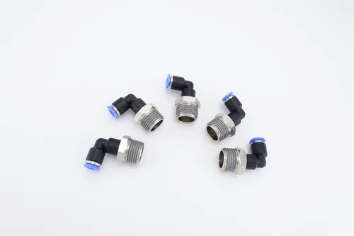 Vista 19 de Accesorio de Conexión por Empuje 1/2" Tubo OD x 1/2" Rosca Macho NPT, Codo Neumático Macho para Línea de Aire y Agua de 90 Grados con Giratorio